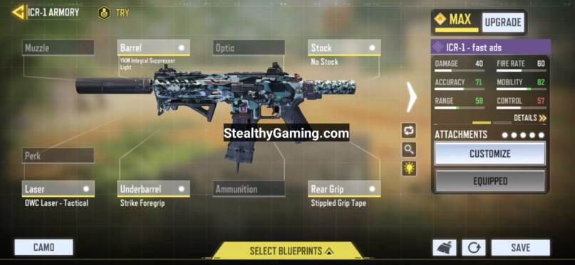 Cod Mobile Icr Gunsmith Loadout High Mobility Icr Loadout Stealthy Gaming