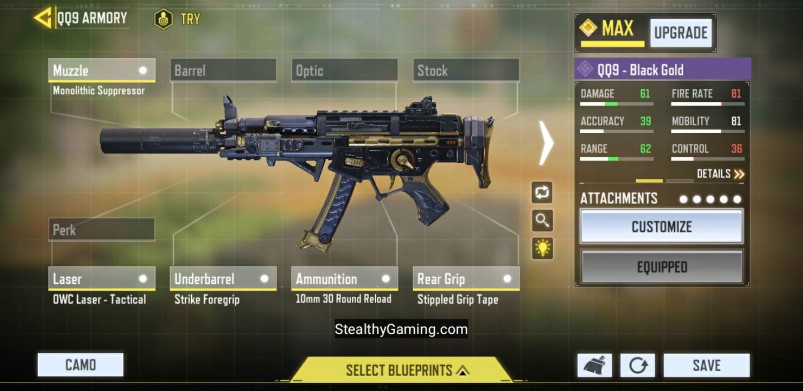 QQ9 Low Recoil Gunsmith Loadout COD Mobile