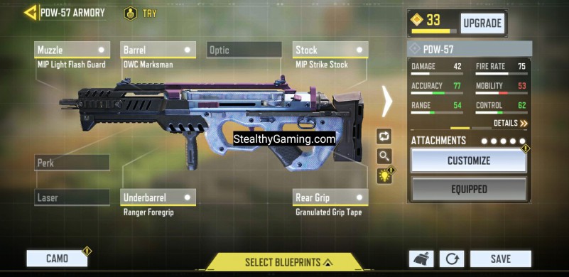 Cod Mobile Pdw 57 Gunsmith Loadout Low Recoil Pdw 57loadout Stealthy Gaming