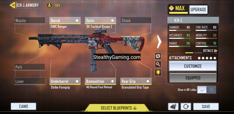 Cod Mobile Icr 1 Gunsmith Loadout For Cod Mobile Battle Royale Stealthy Gaming