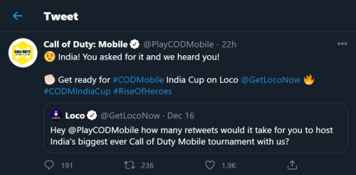 loco cod mobile india cup tournament