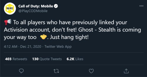 cod mobile account link reward ghost stealth