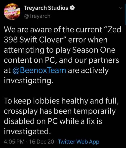 Treyarch responds