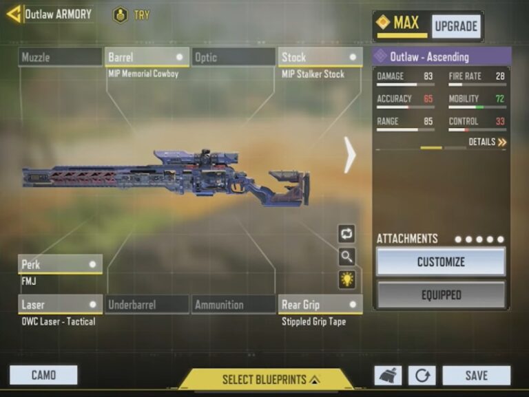 COD Mobile Outlaw Gunsmith Loadout ‘High Mobility’ Outlaw Loadout