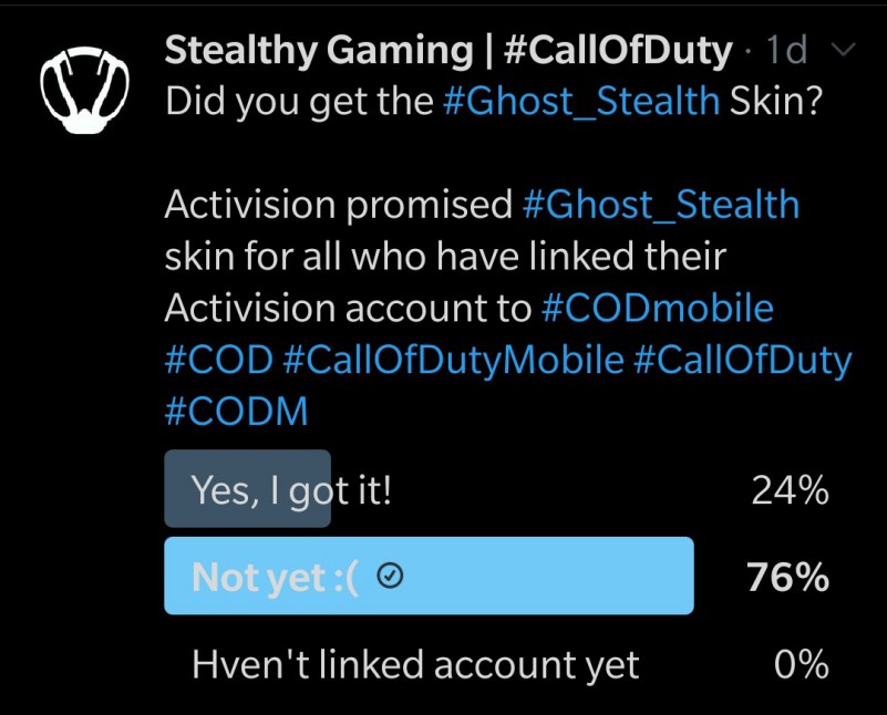 Call of Duty: Mobile News 📲 on X: Activision is giving Ghost - Stealth  for linking your Activision account.  / X