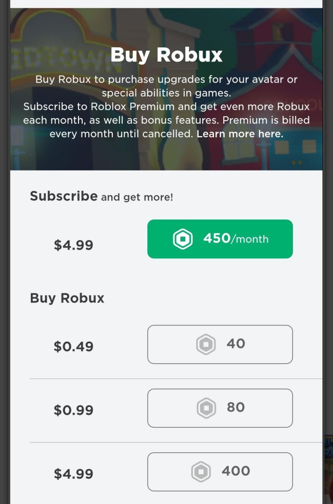 How to buy robux in roblox