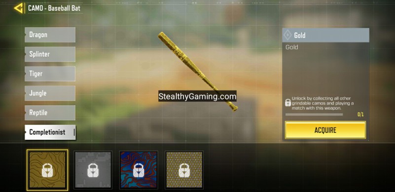 cod mobile gold camo sbaseball bat