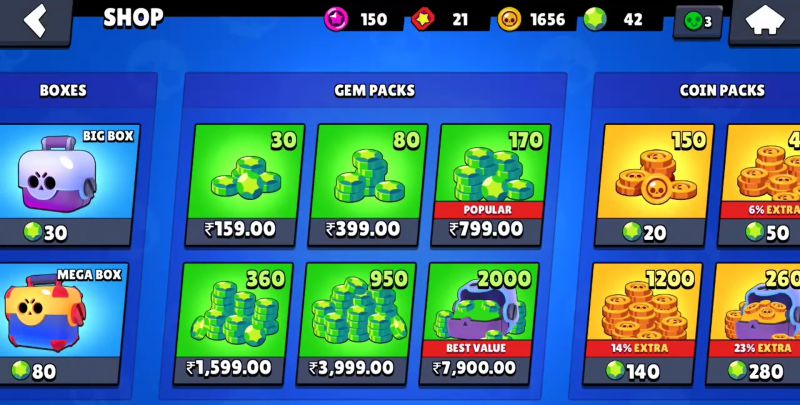 gems shop brawl stars