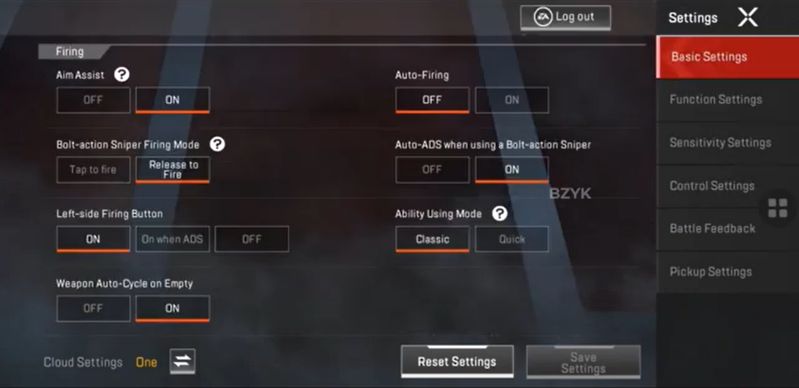 basic settings apex legends mobile