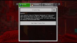 'Minecraft you cannot play online multiplayer because of how your Microsoft account is set up'