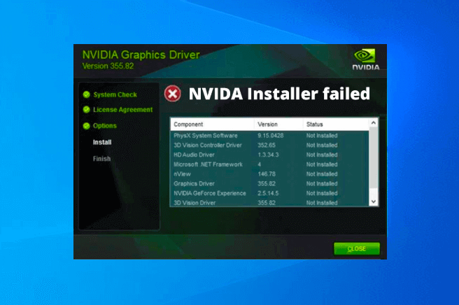Nvidia driver install failed Windows