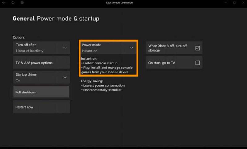 Xbox Series X Instant-On mode