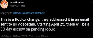 How long pending Roblox takes