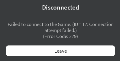 Roblox failed to connect id=17