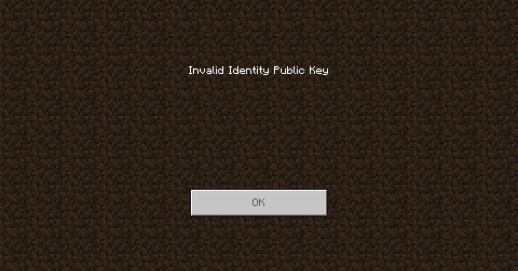 Invalid identity public key Minecraft