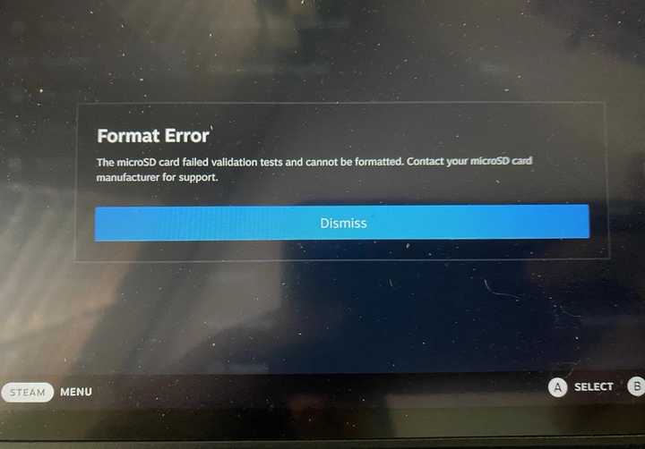 Steam Deck not formatting SD Card
