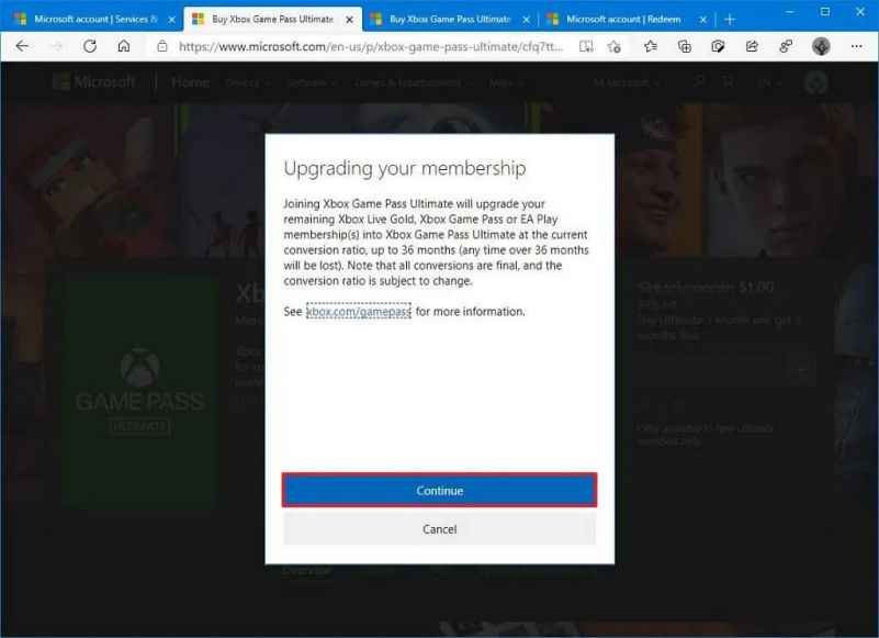 xbox live gold convert to game pass ultimate