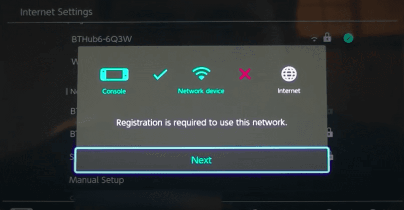 How to connect Switch to wifi that needs registration