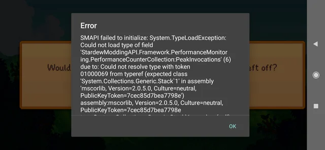 SMAPI failed to initialize