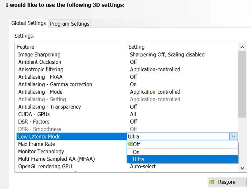 Nvidia Reflex low latency on or off