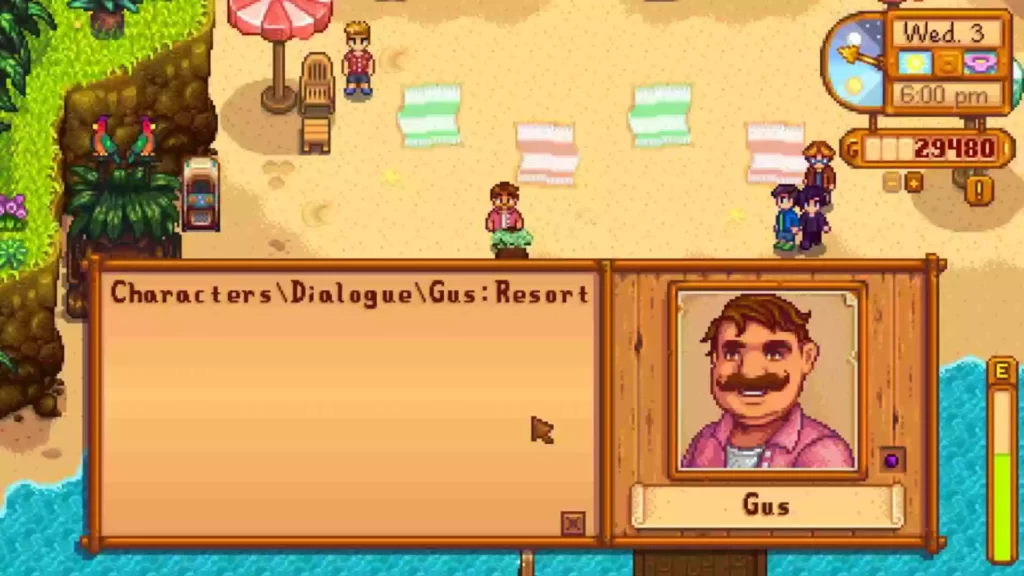Gus not visiting Ginger Island in Stardew Valley