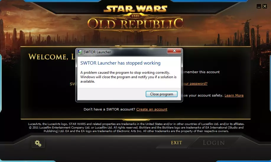 SWTOR not launching