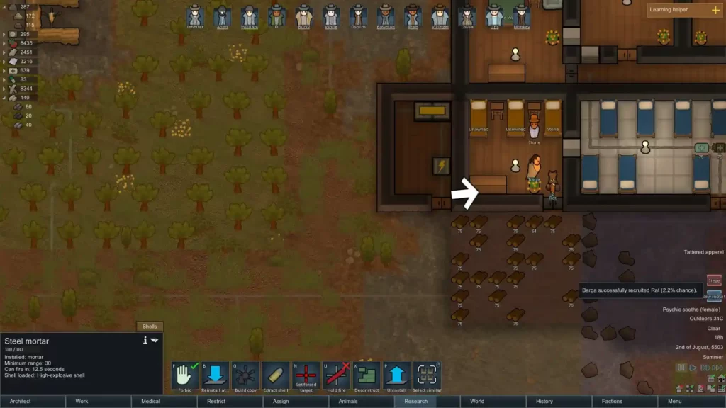 How to recruit visitors in RimWorld