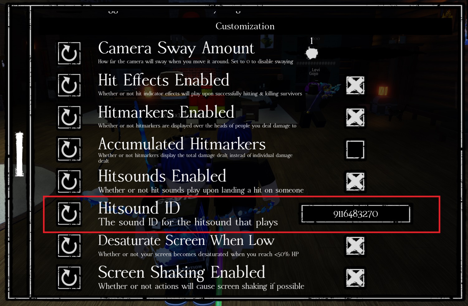 forsaken hitsound id settings