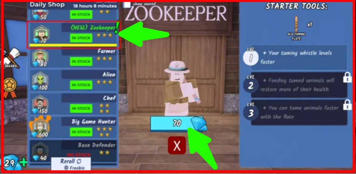 Get Zookeeper Class in 99 Nights in the Forest