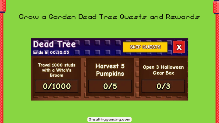 Grow a Garden Dead Tree Quests & Rewards
