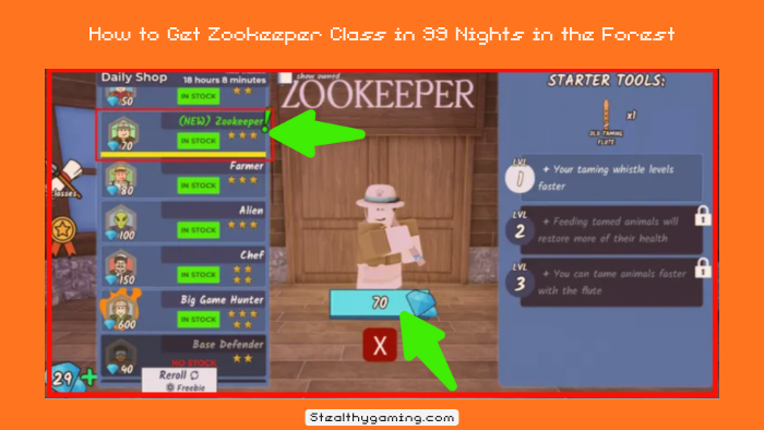 How to Get Zookeeper Class in 99 Nights in the Forest