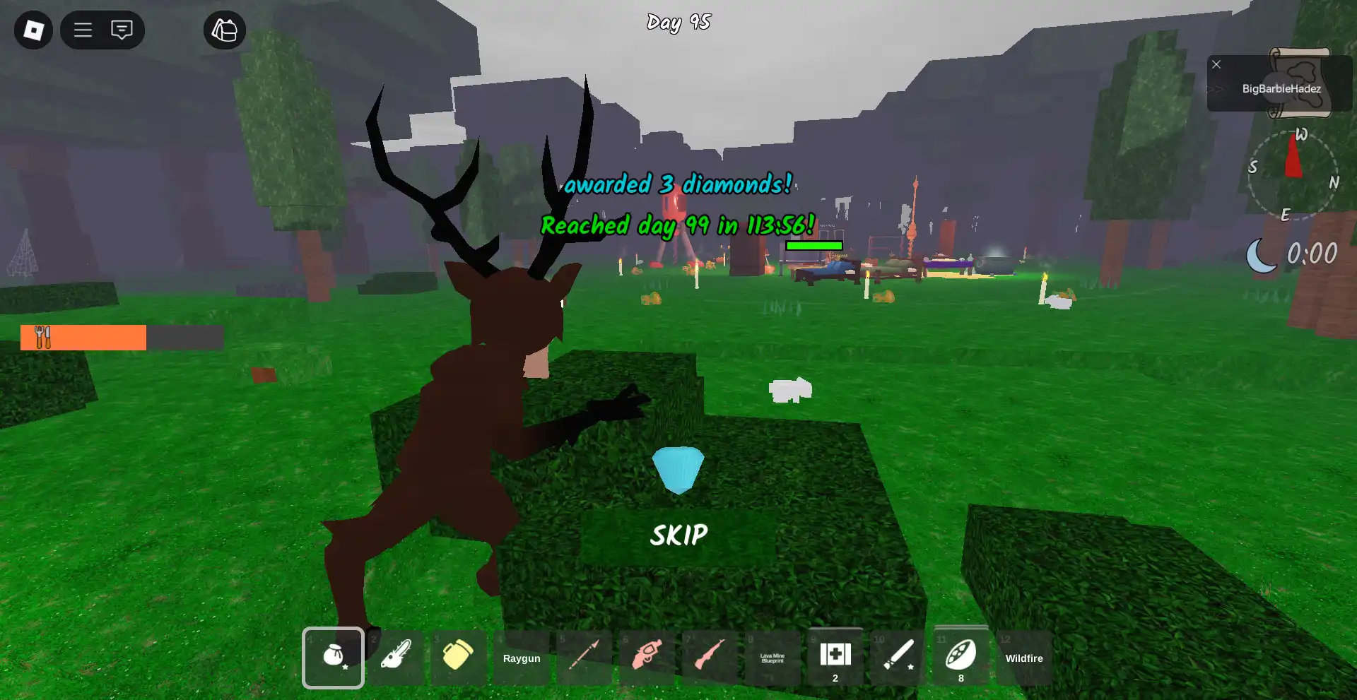 Surviving 99 Days Diamond reward