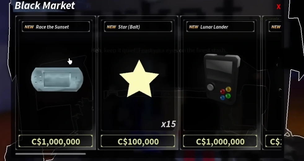 black market items fisch roblox
