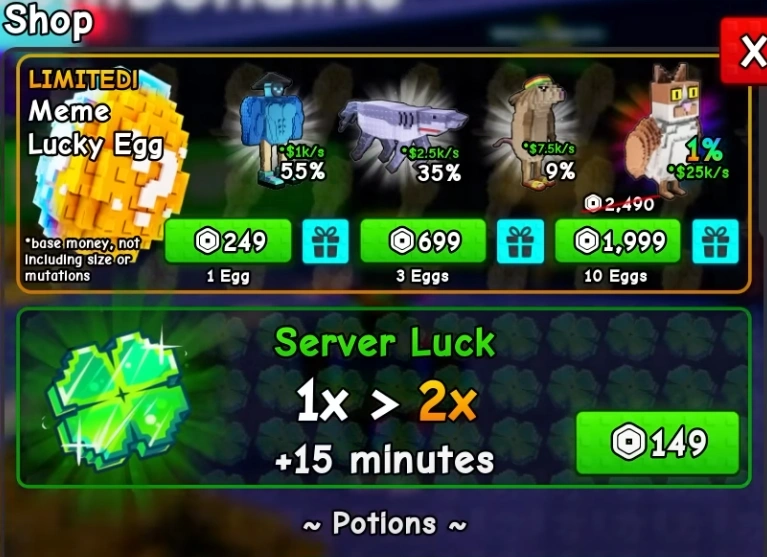 server luck plants vs brainrots