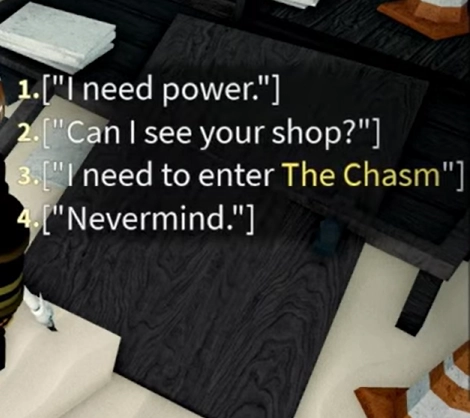 Dialogue to Enter Chasm