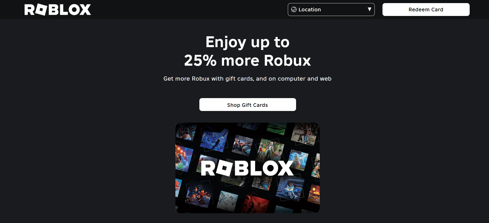Roblox Gift Card Webpage
