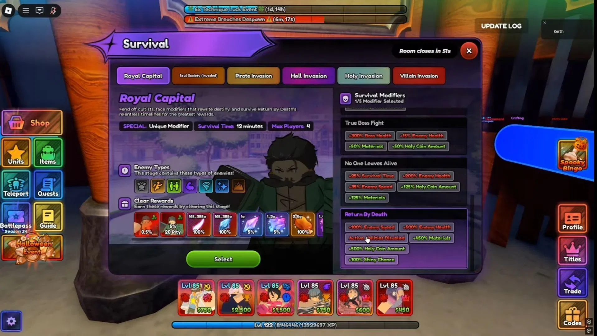 Royal Capital Survival stage in Anime Last Stand