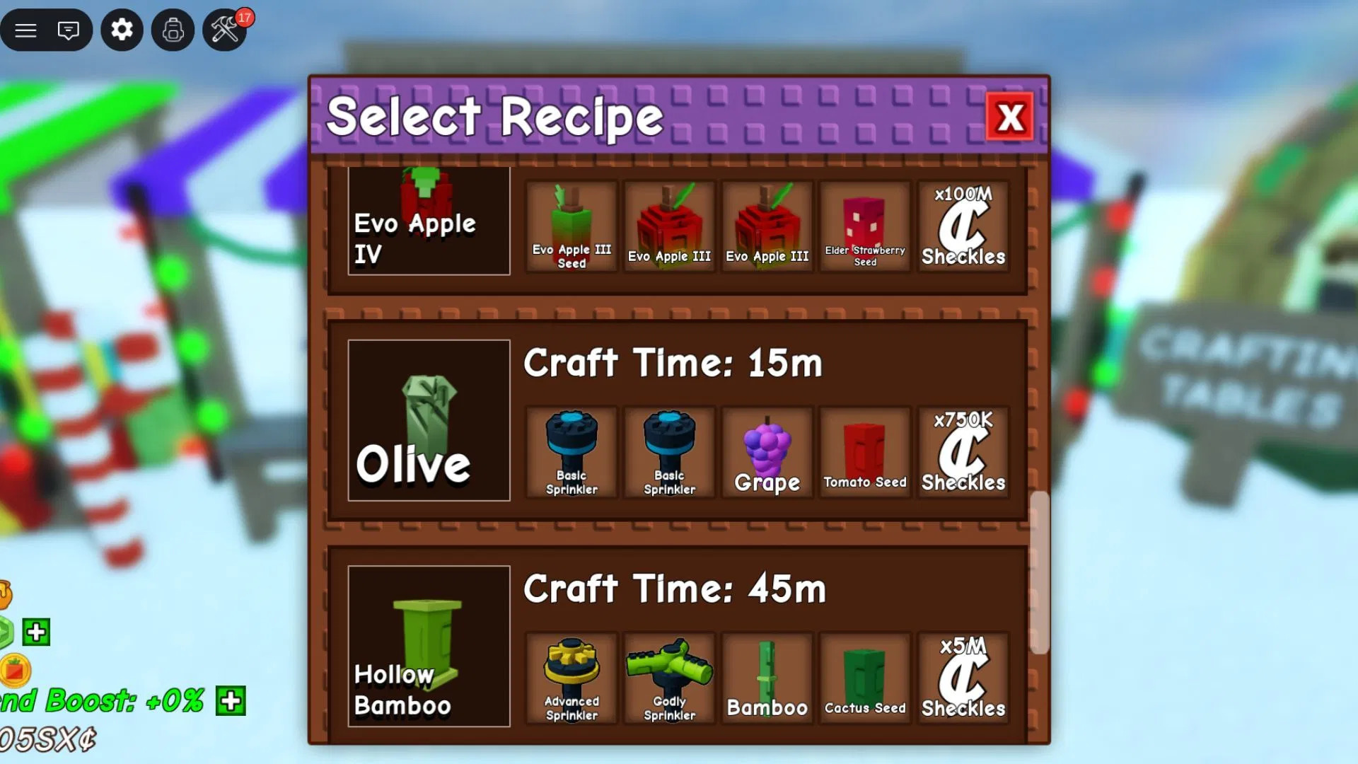 Crafting the Olive plant grow a garden roblox