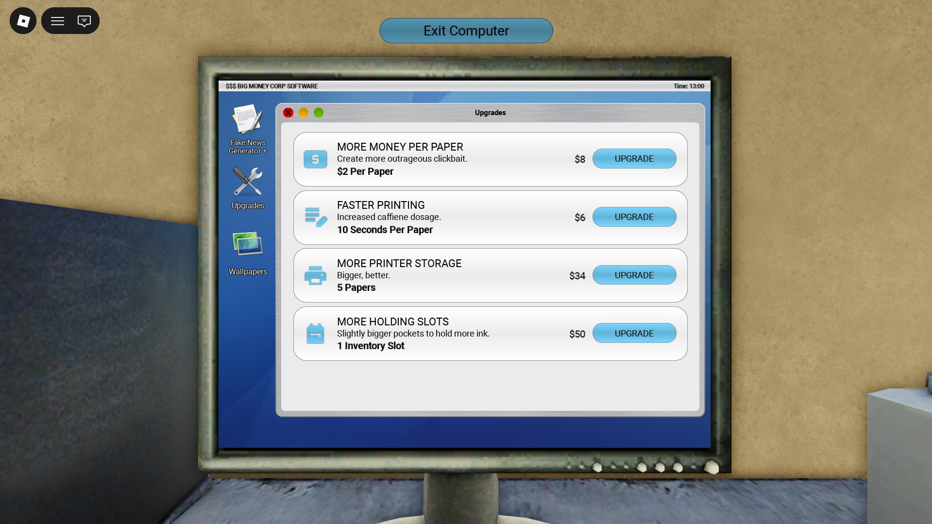 Upgrades-you-can-purchase fake news tycoon roblox