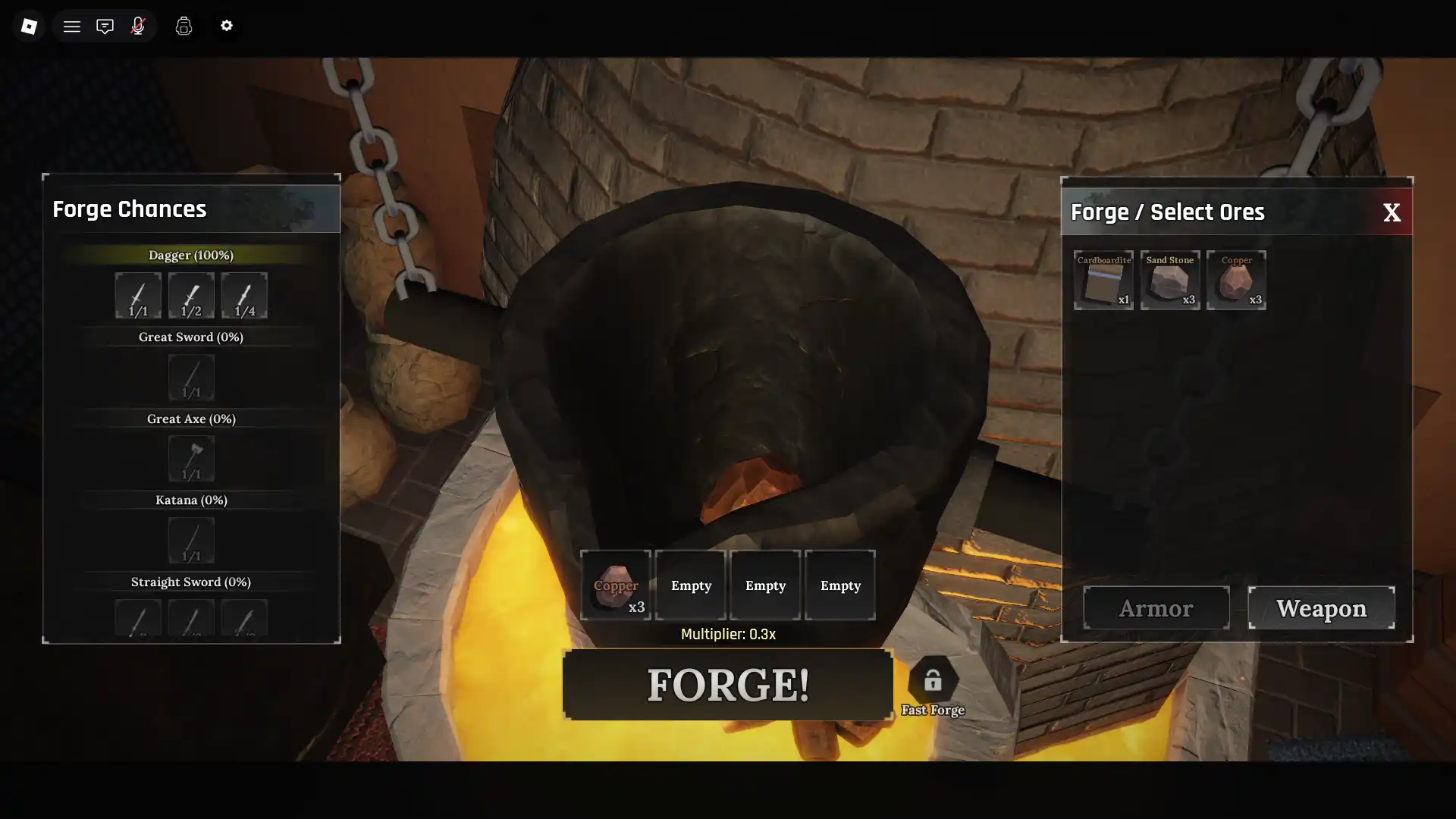 the forge: The real challenge here is to source different ores